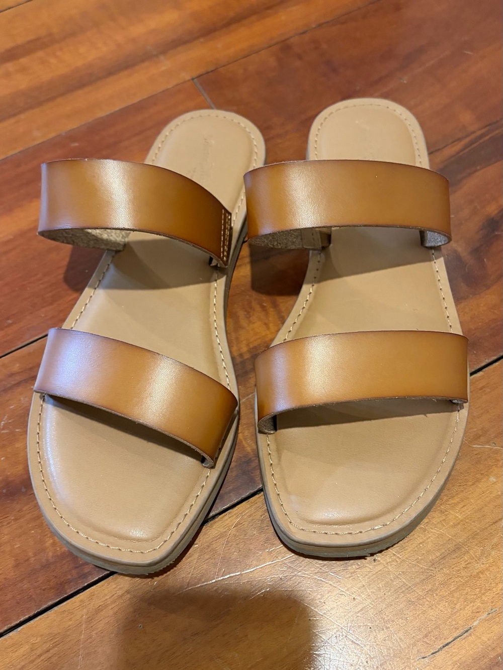 Universal Thread Tan Double-Strap Slide Sandals